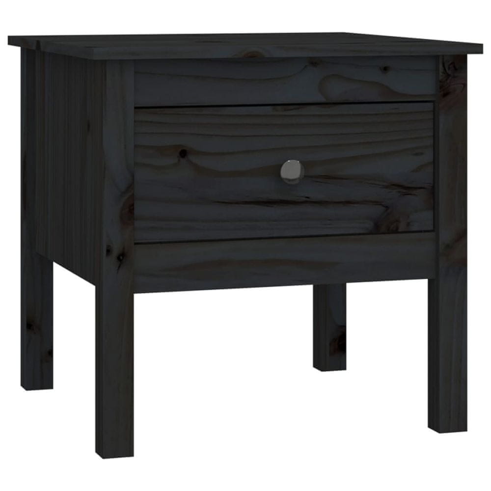 Vidaxl Bočný stolík čierny 50x50x49 cm borovicový masív